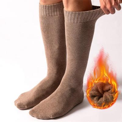 China Thickened Antibacterial Warm Plus Fleece Cotton Winter Boots Calf Stockings Men High Knee Boots 100% Cotton for sale