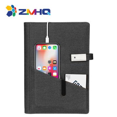 China Printed Logo Customized Planner 12000mAh Power Bank Notebook With Usb Flash Drive With Light Indicator for sale