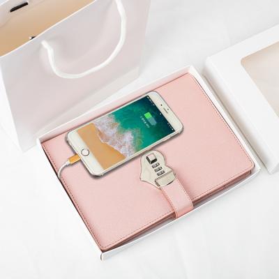 China Power bank notebook printing with positioning, anti-lost, recording, take photos, code lock functions charging notebook for sale