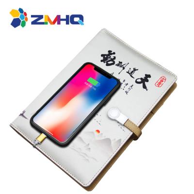 China Customized factory price printed logo A5 8000mAh CPU with light indicator power bank diary planner notebook for sale