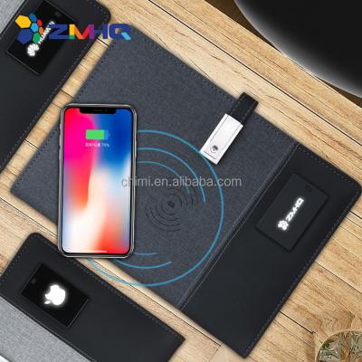 China Deboss Business Wireless Charging Power Bank Notebook Seven Colors Led Lightweight Power Bank Notebook Charger Organizer Power Bank Notebook for sale