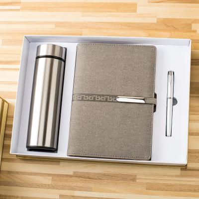 China Business.office.gift HOT SALE OEM A5 Leather Diary with Vacuum Flask Mug and Pen Gift Set for sale