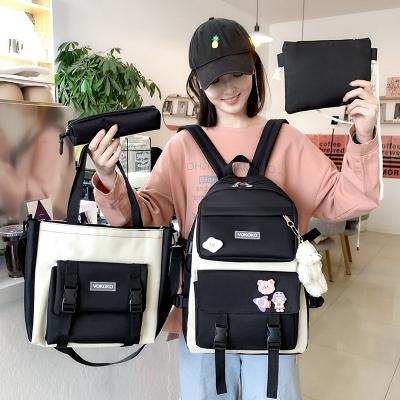 China Multi Piece Set Logo School Bags Hot Sale Fashion Style Leisure Women School Bag Preppy Daily Handbag Custom Made Anti-theft Backpack for sale