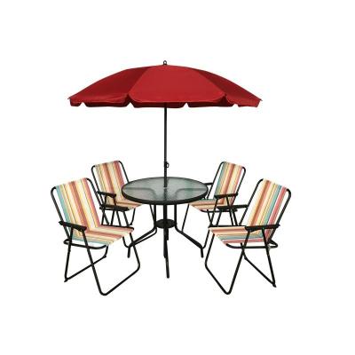 China High Quality Foldable Outdoor Umbrella Furniture 6Pcs Outdoor Cafe Set Folding Tables And Chairs for sale