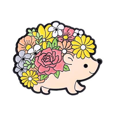 China Europe Opens Manufacturing Flower Hedgehog Enamel Customizable Professional Hat Pins Metal Badge and Emblem Business Gift Brass for sale