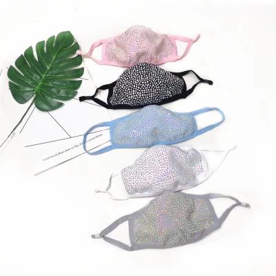 China Rhinestone Daily Masks Party Diamond Masks Use New 19 Colors Reusable Filter Can Be Inserted 13*19CM for sale