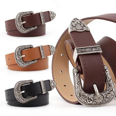 China Wholesale Casual Popular Daily Dress Soft Waist Faux Leather Vintage Use PU Women Vintage Use PU Leather Belt For Jeans for sale