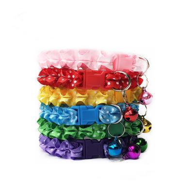 China Factory Custom Cute Detached Buckle Dog Puppy Ribbon Collar Bell Lace Cat Collar for sale