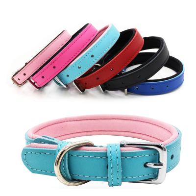 China Amazon Pet Padded Warm Neoprene Padded Adjustable Luxury Genuine Cowhide Leather Dog Collar Dog Collar for sale