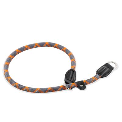 China Custom Adjustable Reflective Nylon Pet Round Heavy Duty Chain Type Rope Collar Dog P Collar for sale