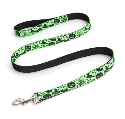 China Custom Wholesale Custom Lead Pumpkin Pet Funny Bat Ghost Printed Halloween Dog Leash for sale