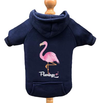 China Viable Wholesale Cheap Soft Dog Winter Fleece Warm Sweater Jacket Clothes Pet Cat Hoodies With Flamingo for sale