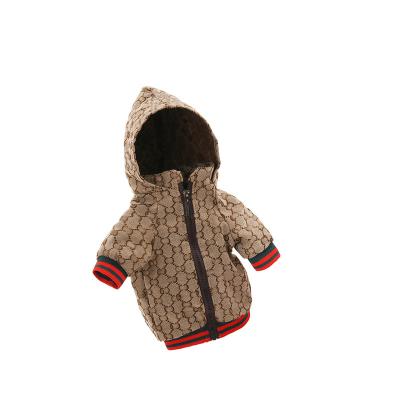 China Fashion Viable Wholesale Winter Pet Coat High End Luxury Puppy Clothes Waterproof Jacket Brown Dog Hoodie for sale