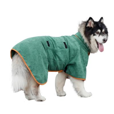 China Custom Sustainable Pet Microfiber Coat Bath Towel Cat Bath Robe Adjustable Quick-Drying Dog Bathrobe for sale