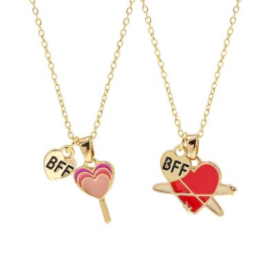 China High Quality 2pcs/Set Jewelry Universe Friendship Necklaces Best Friend Forever And Lollipop Pendant Necklace For Kids for sale