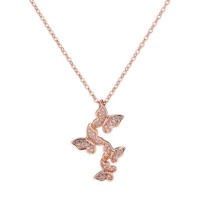 China High Quality Brass Butterfly Combination Necklace Diamond Surround Necklace High Quality Four Piece Fine Jewelry For Elegant Women for sale