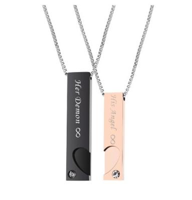 China High Quality Demon and Angel Couples Necklace Love Titanium Steel Necklace for Men and Women with Hanging Tags for sale