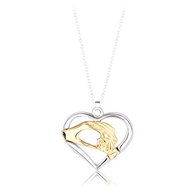 China High Quality Heart Silver and Gold Necklace CIA Style Hip-Hop Copper Alloy Brass Fashion For Trendy Necklaces Women's Jewelry Opp Bag women for sale