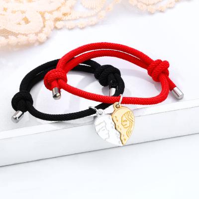 China Wholesale Punk Best Friend and Couples Bracelet Men's 2pcs Lucky Charm High Quality Bracelets Bangles For Lover Bracelet For Couples for sale