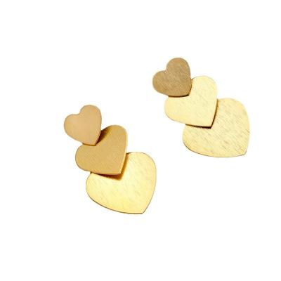 China European American high quality gold heart-shaped mute earrings exaggerated multi layer earrings geometric design earrings for women for sale