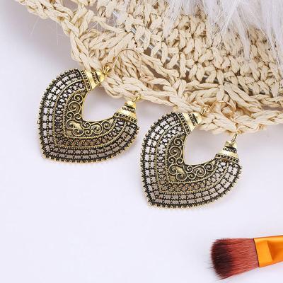 China 2022 Trend Wholesale Fashion Ethnic Geometric Jewelry Vintage Alloy Large Bohemian Turquoise Boho Earrings For Women for sale