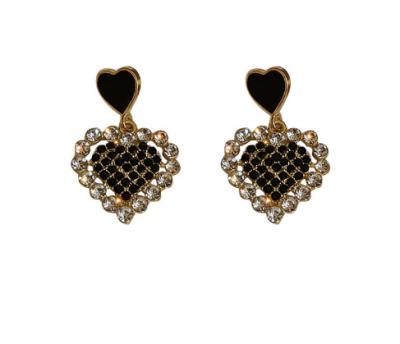 China High Quality Needle Inlaid With Diamond Heart Hollowed-out CIA Design Sense Earrings Personality Earring 925 Silver For Alloy women for sale