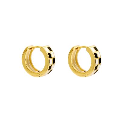 China High Quality High Quality 18K Gold Plated Black White Enamel Circle Geometry Hoop Earrings Valentine's Day Birthday Gift For Elegant Women for sale