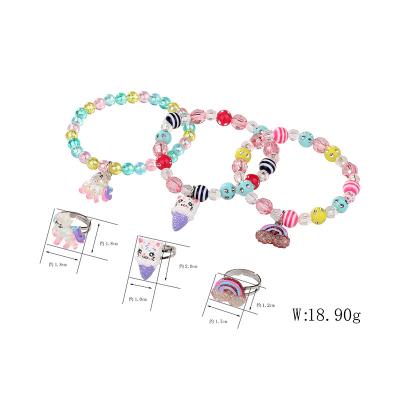 China 2022 High Quality Hot Selling Beaded Bracelet And Ring Set DIY Style Accept Customers Logo Charm Cheap Jewelry Handmade Multi Color Cute for sale