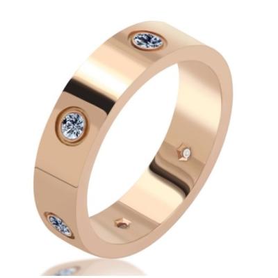 China High quality European and American zircon fashion ring titanium steel men rose gold stainless steel ring manufacturers direct sales for sale