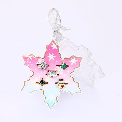 China High Quality Top Selling 5Pcs Snowflake Ring Set Jewelry Set Christmas Children's Day Gift Children Shape Jewelry Set for sale