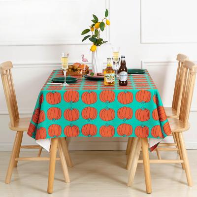 China Pumpkin Print Waterproof 100% Polyester Party Tablecloth for sale