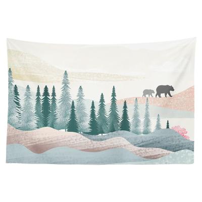 China Custom Printed Tapestry Abstract Fabric Simple Hanging Forest Landscape Bedroom Animal Tapestry for sale