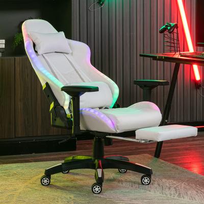 China Zhejiang Cadeira Adjustable Gamer (Height) PC Computer Computer Recliner White Leather Chair Led Gaming Chair RGB for sale