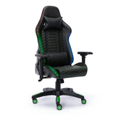 China Swivel Adjustable Modern Black (Height) RGB Leather Gaming Chairs With Footrest for sale