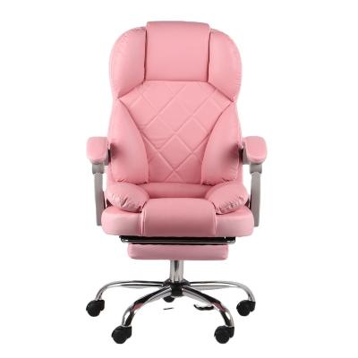 China (Size) High Quality Adjustable Ergonomic Executive Chair Adjustable Rotating Office Pink Chair With Footrest for sale