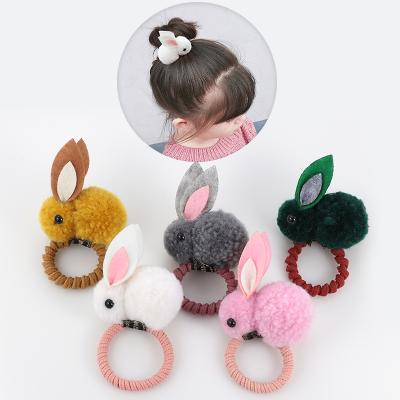 China Fashionable Female Elastic Hair Bands Elastic Band Rabbit Ball Hair Headwear Korean Children Hair Accessories for sale