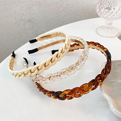 China New Retro Style Popular Korean Acrylic Braided Chain Ladies Simple Headband for sale