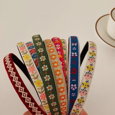 China Popular News Flower Embroidery Flower Headband Women's Simple French Press Headband Hairpin Headband for sale