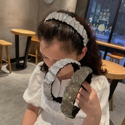 China New fashion fan full fold rhinestone popular European elegant temperament headband instant drill headband for sale