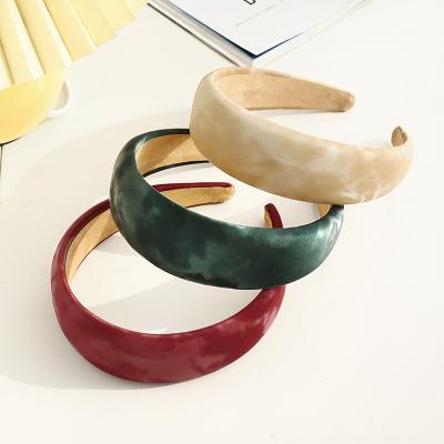 China 2021 new fashion high-end and wide-brimmed hair accessories pure simple fashion PU band hair color for sale