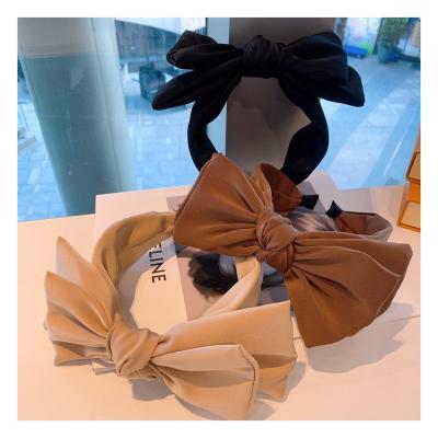 China Retro temperament girls solid color headband 2021 new popular big bow headband for sale