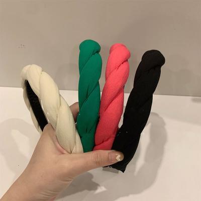 China 2021 new popular European and American high-end senses of solid color cranial single sponge ridge cross headband for sale