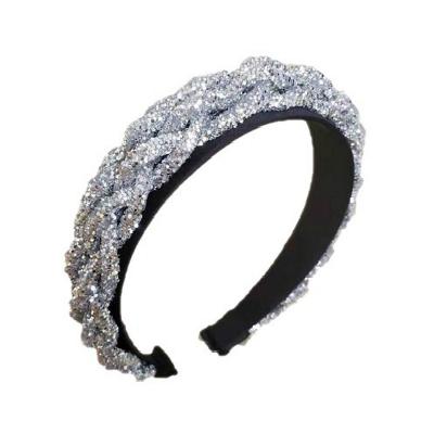 China Fashion Braided Twist Diamante Shiny Weave Headbands Wide Braided Headband Hair Hoop Fashion Hair Bands Framing Headdress for sale