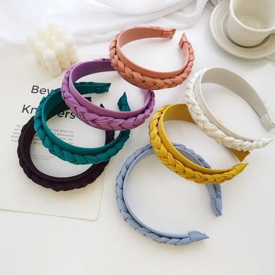 China 2021 New Fashion Solid Color Headband Soft Cloth Braided Braid Hair Accessories for sale