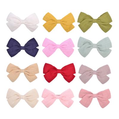 China Soft 3.6inch Girls Colored Hair Bow Clips Moos Para Nias Al Por Mayor Boutique Bow Alligator Set For Girls Teens Kids for sale