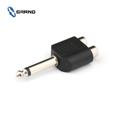 China Audio Cable 6.35mm Mono Stereo Male AV Jack To Dual Female 2RCA Plug Audio Video Adapter Connector for sale