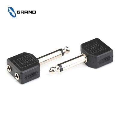 China audio & Video Stereo 6.35MM Plug Adapter and 2*3.5MM Jack to Dual Stereo Audio Connector for sale