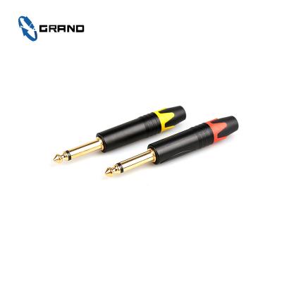 China Audio& GOLD Plated Video 6.35mm TRS Connectors for Electric Guitar Speaker and Microphone, Male Connector Plug for sale