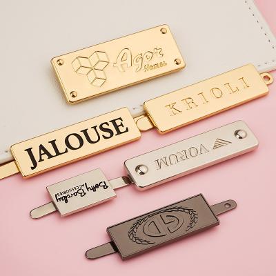 China Rectangle Engraved Custom Metal Logo Nameplate Prevent Fade Surface for Handbags for sale