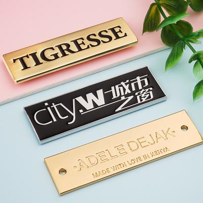 China Garment Bag Accessories Metal Tags Professional Custom Metal Logo Plate for Handbags for sale